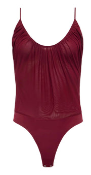 Gelina Runched Bodysuit Blk Cherry