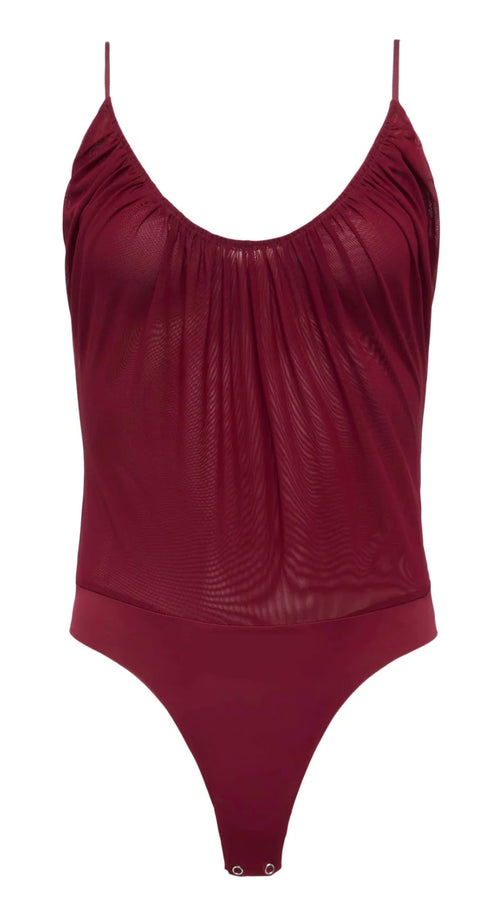 Gelina Runched Bodysuit Blk Cherry